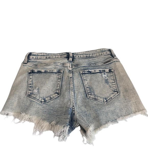 KanCan Acid Wash High Rise Distressed Denim Cutoff Shorts Frayed Hem - Picture 7 of 12